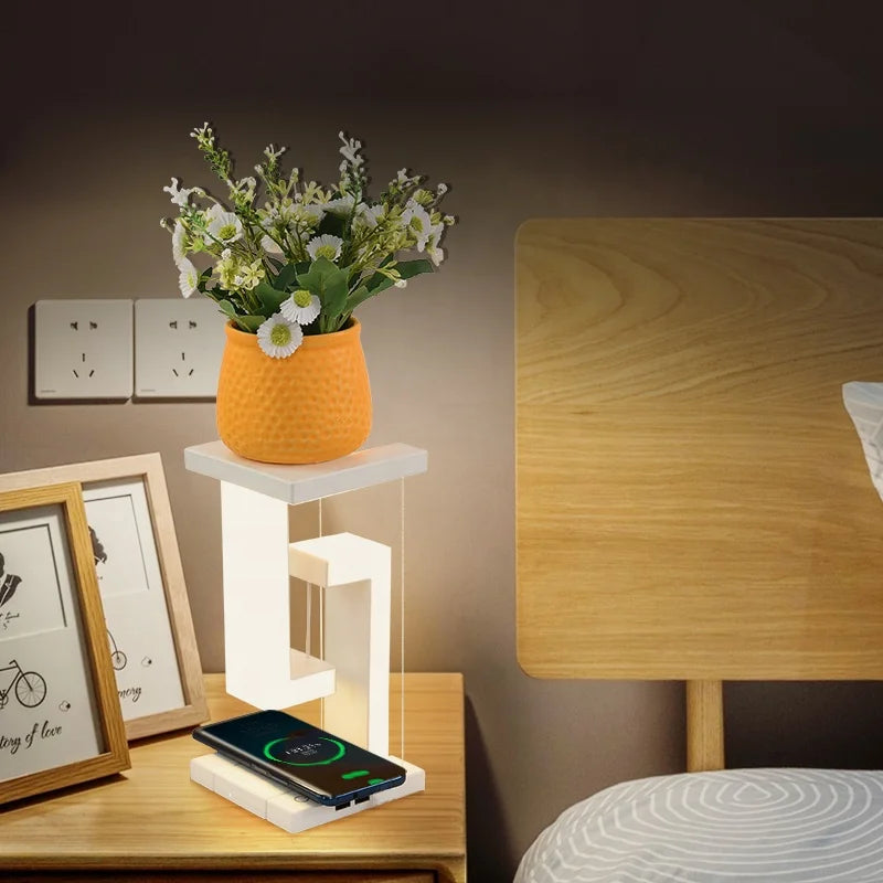 led wireless charging gravity interactive table lamp bedside