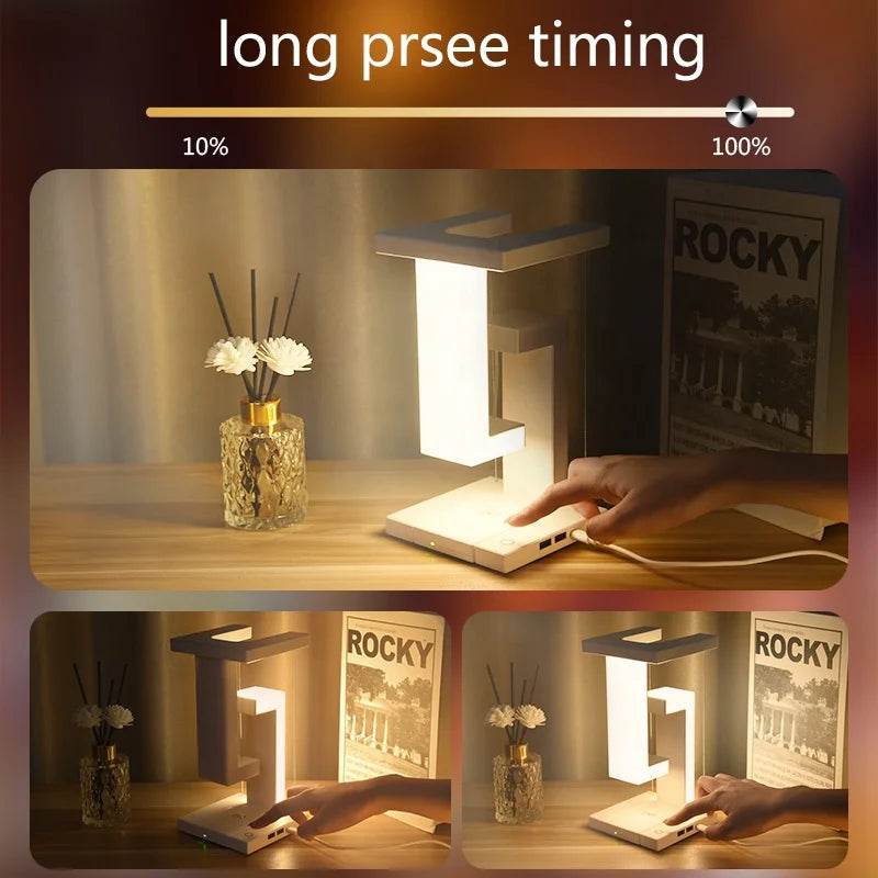 led wireless charging gravity interactive table lamp touch functions