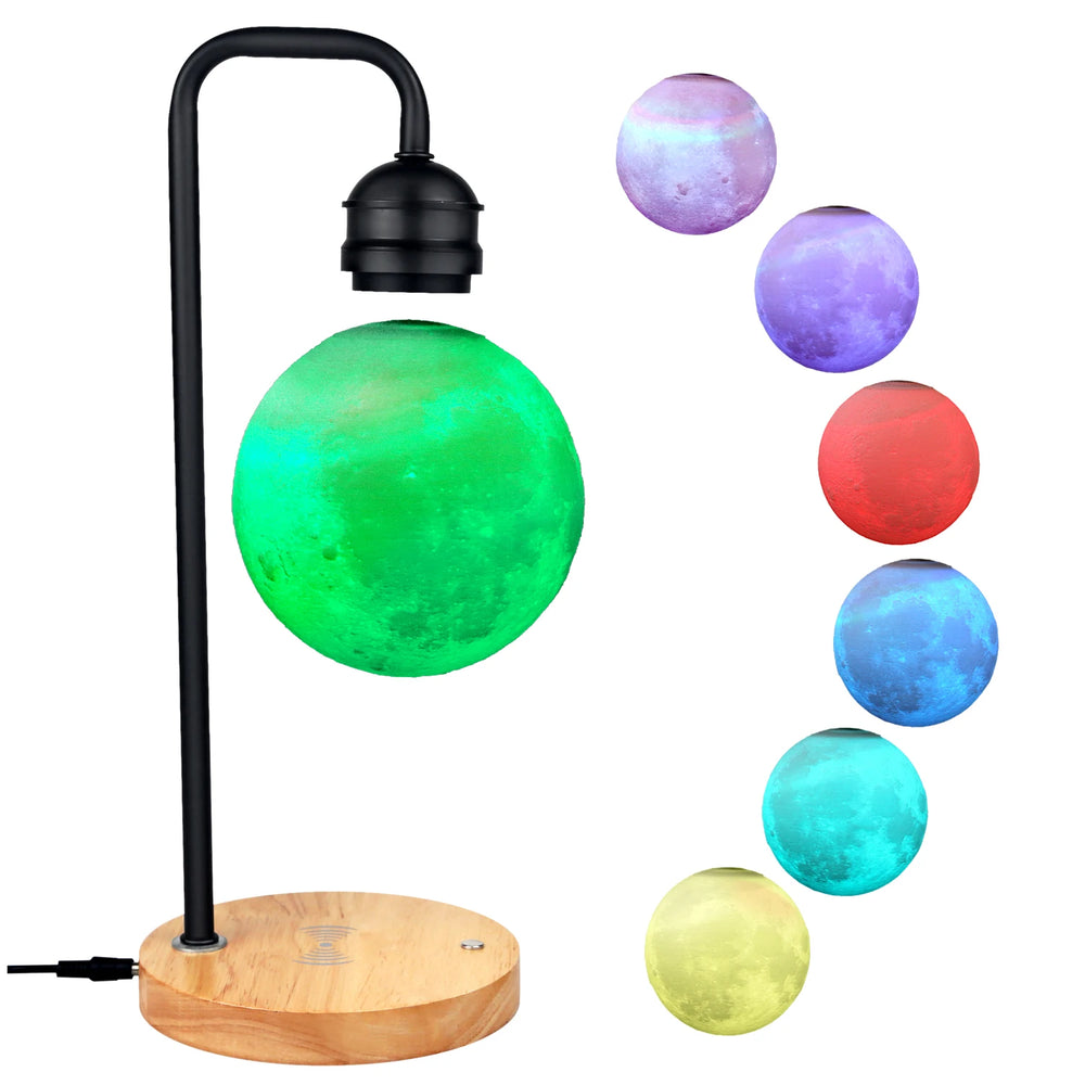 levitating floating magnetic moon lamp wireless charging pad lamp multi color