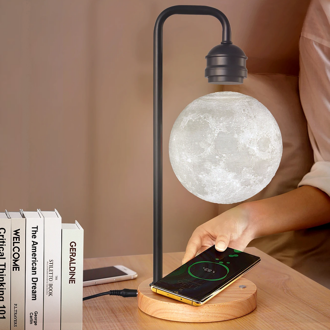 levitating floating magnetic moon lamp wireless charging pad