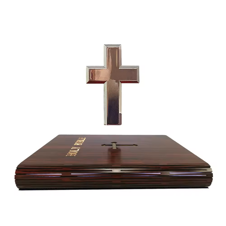 levitating holy christian bible cross night light shiny