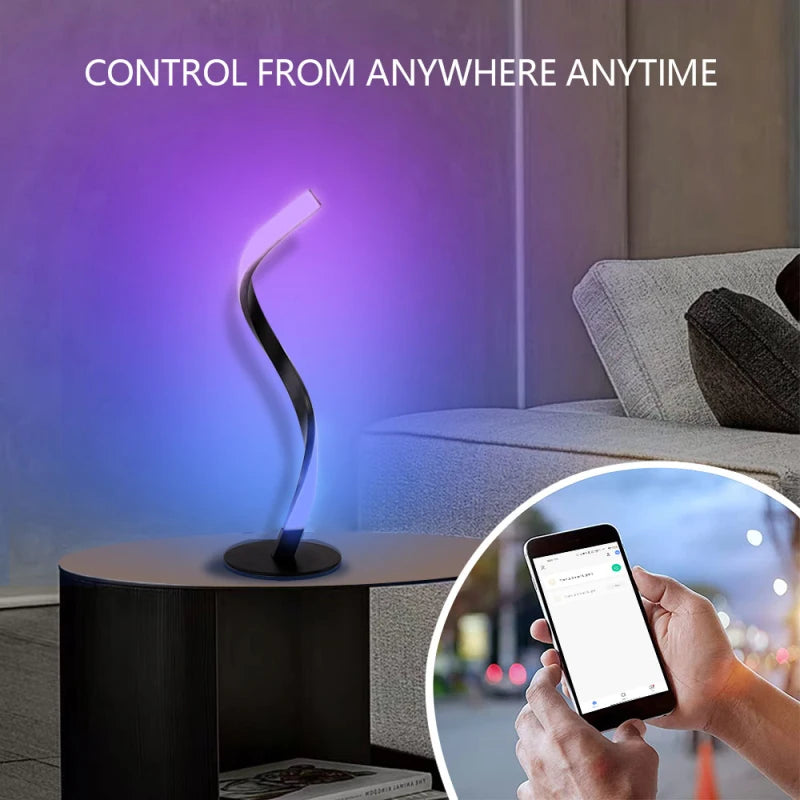modern led rgb spiral twist lamp remote control