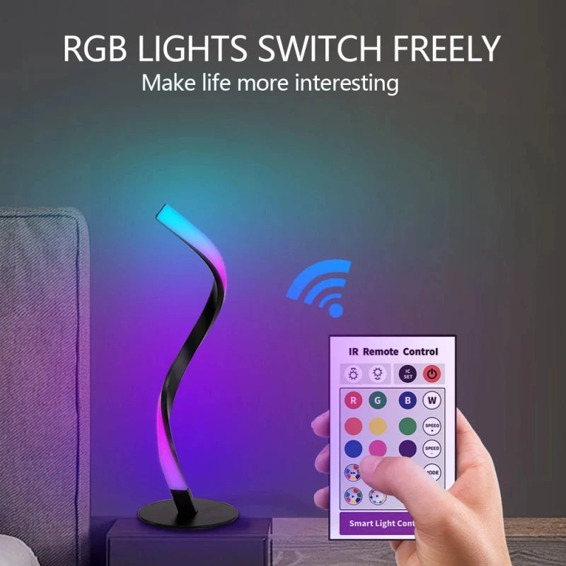 modern led rgb spiral twist lamp remote interaction