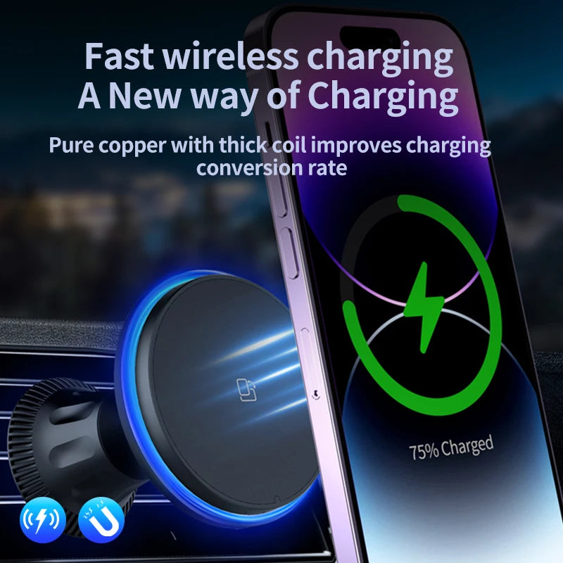 rgb 15w wireless charging magnetic phone car vent mount conversion charge