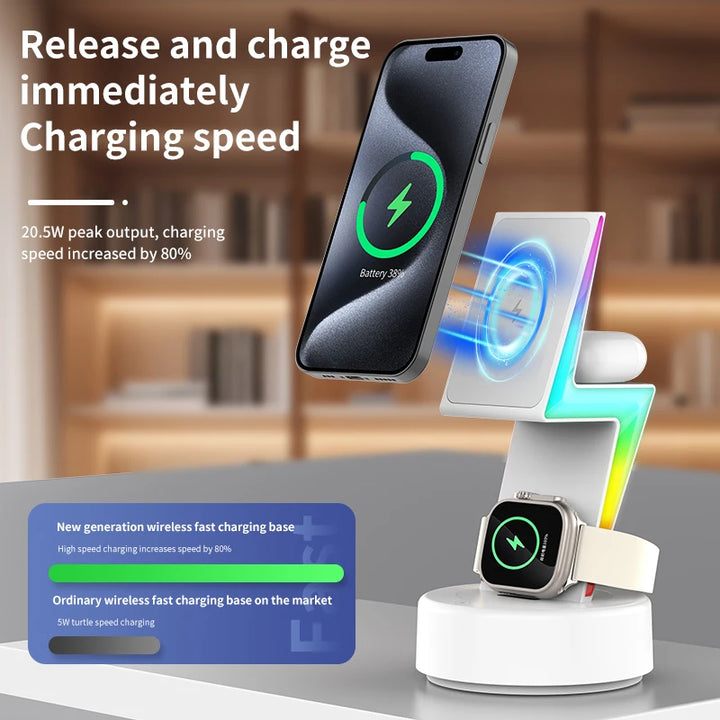 rgb 3 in 1 wireless charging lightning bolt stand fast charging