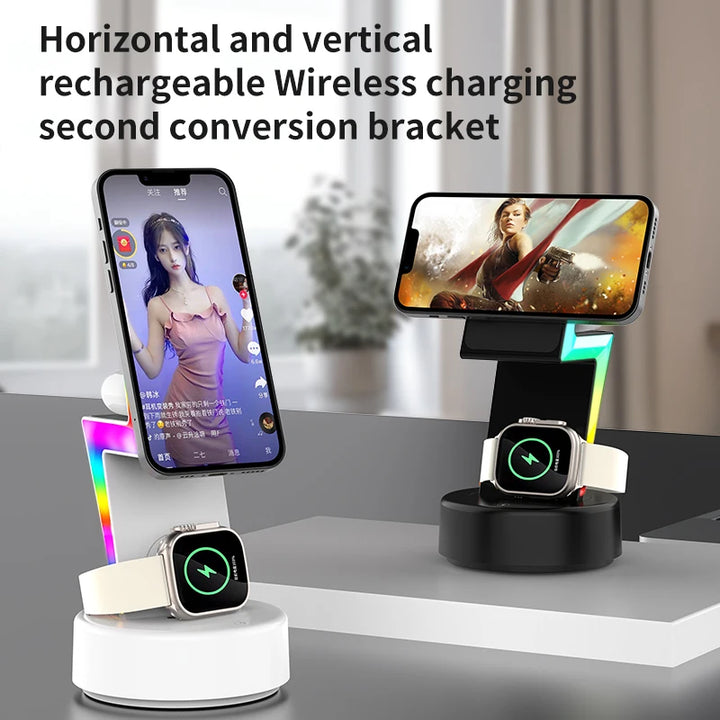 rgb 3 in 1 wireless charging lightning bolt stand horizontal vertical