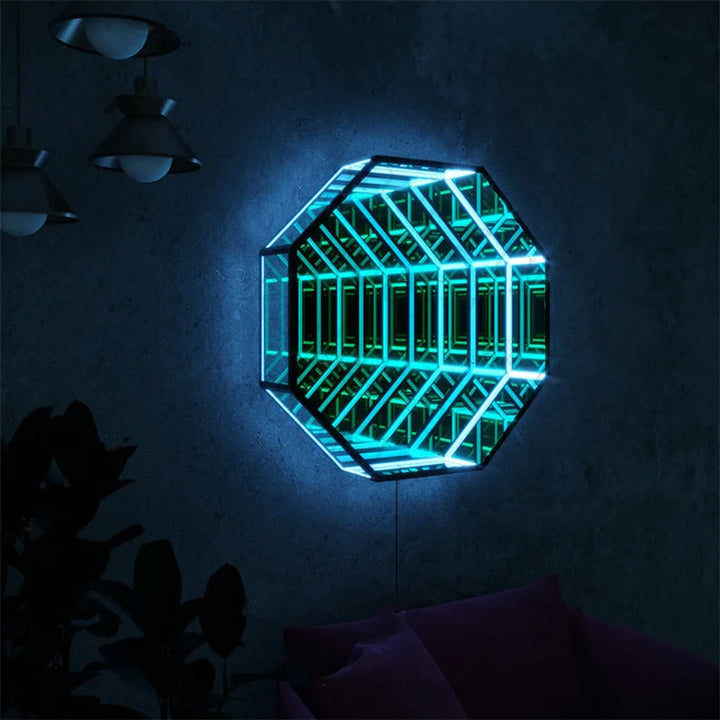 rgb infinite octagon layer corridor illusion wall light img