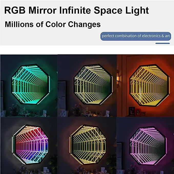 rgb infinite octagon layer corridor illusion wall light millions of colors