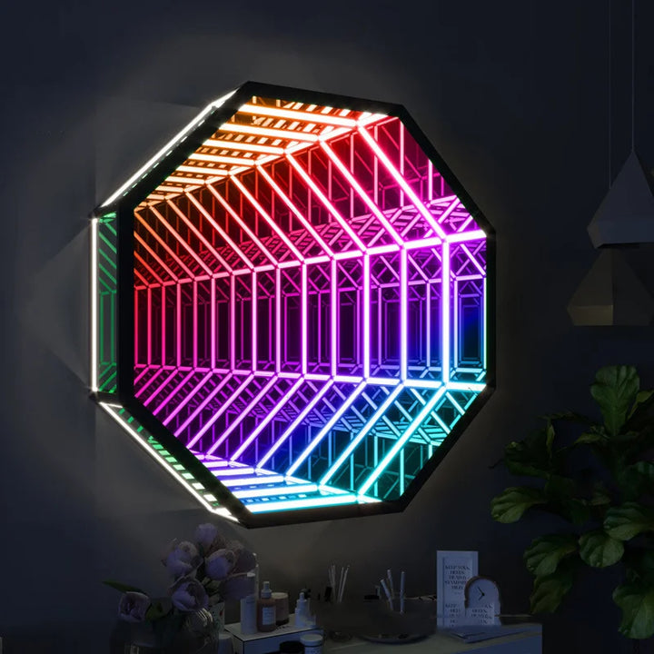 rgb infinite octagon layer corridor illusion wall light