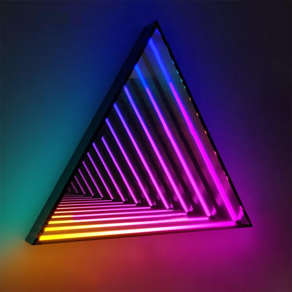 rgb infinite triangle layer corridor illusion wall light 2