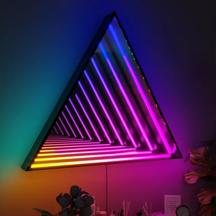 rgb infinite triangle layer corridor illusion wall light