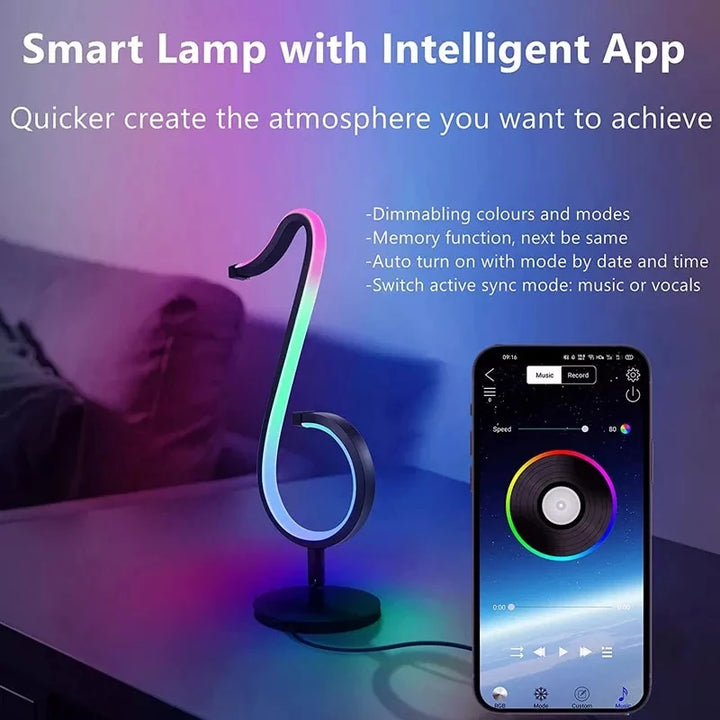 rgb led music note desk table lamp app control