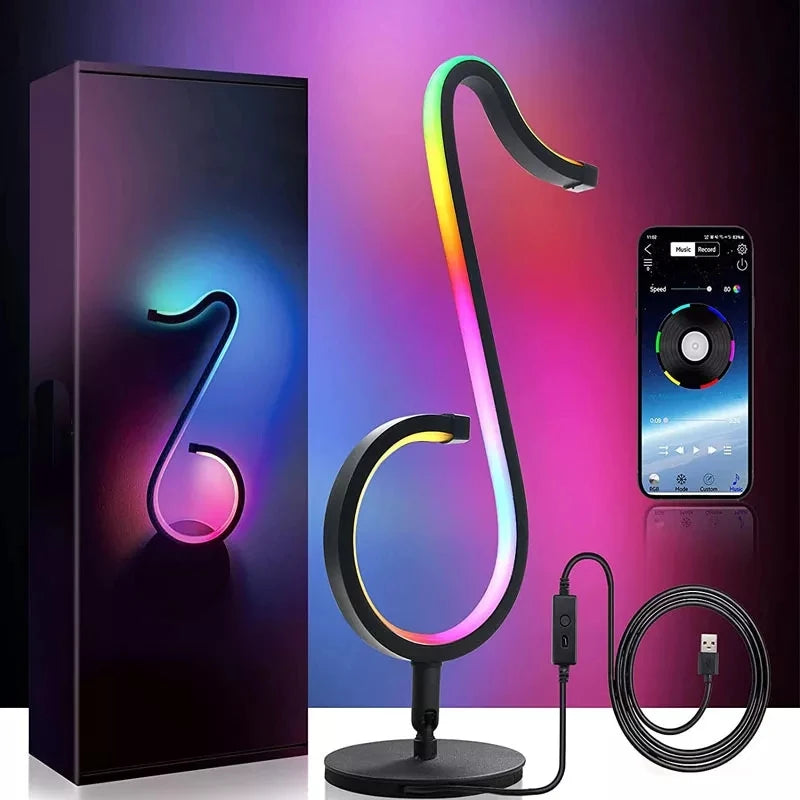 rgb led music note desk table lamp package