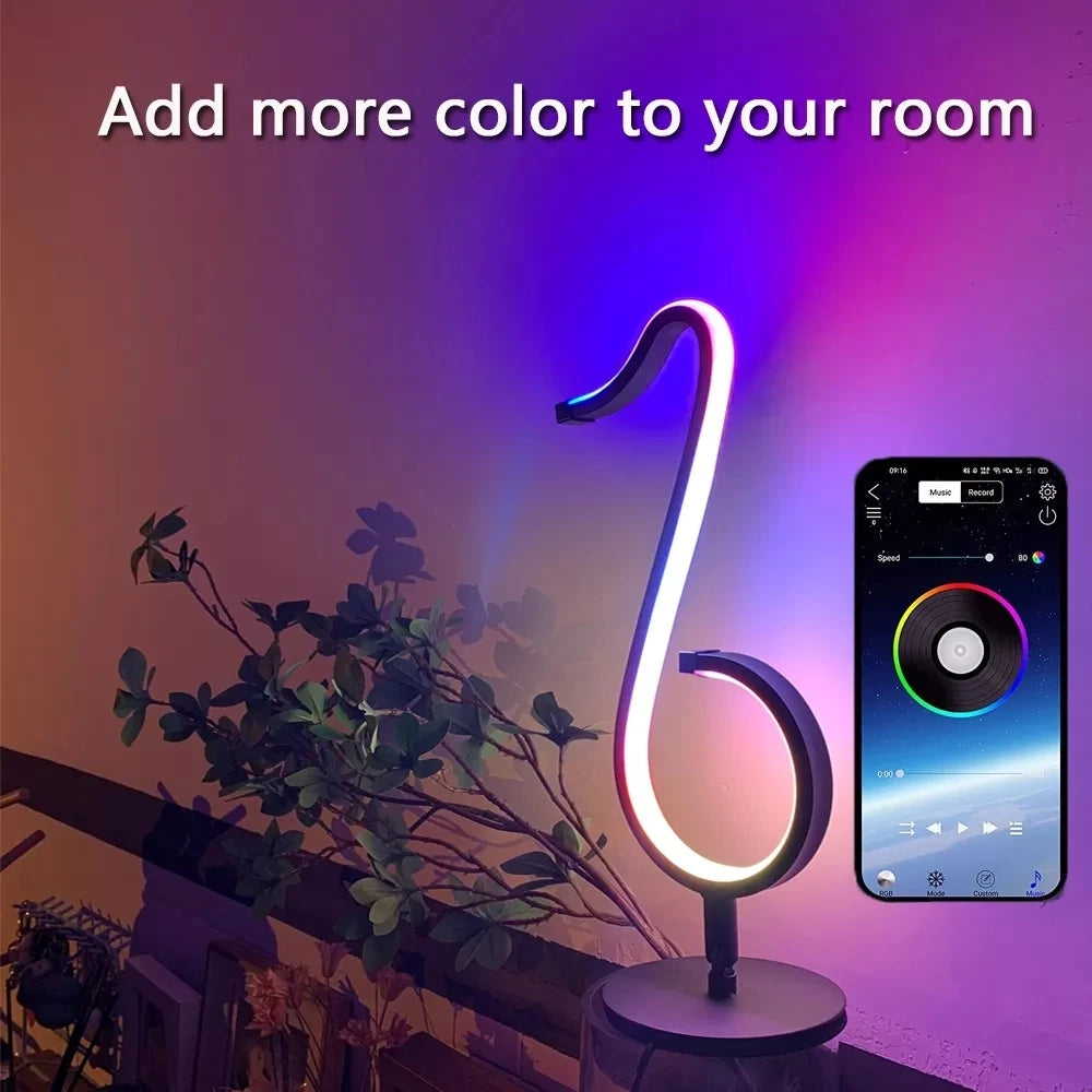 rgb led music note desk table lamp room color