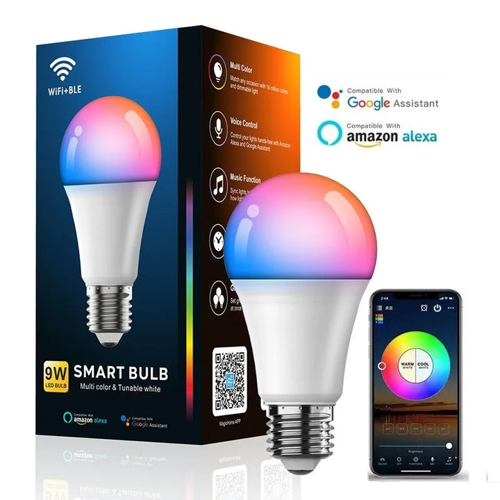 rgb multi color smart led light bulb smart home support