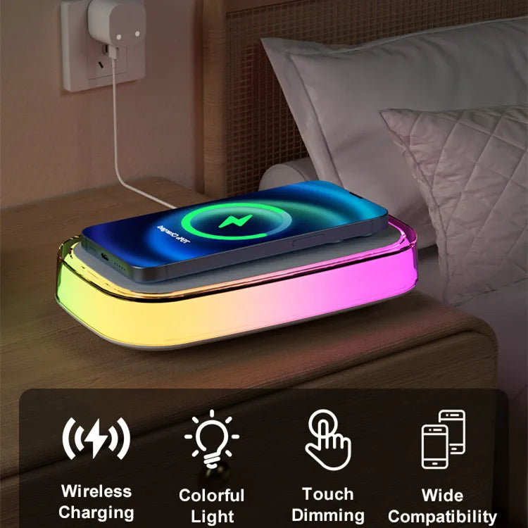 rgb wireless charging night light pad for smartphone functions