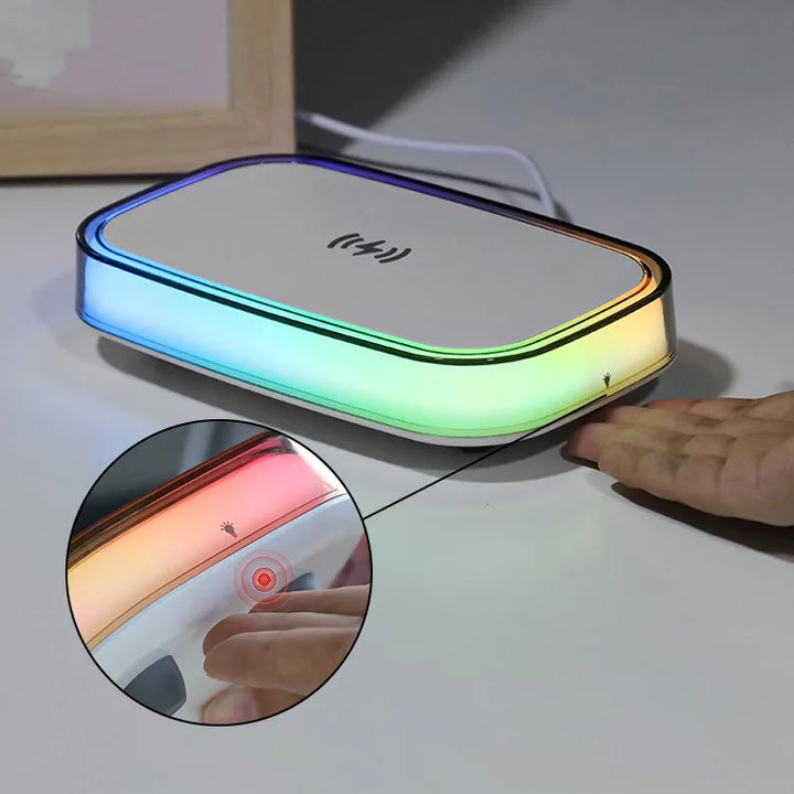 rgb wireless charging night light pad for smartphone touch activation