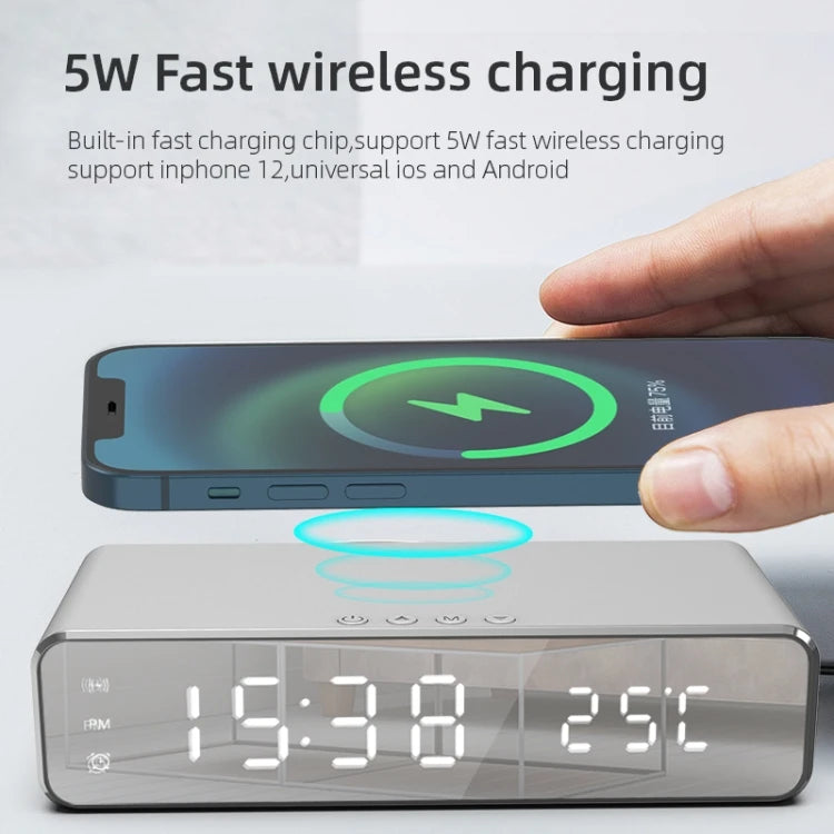 wireless charging alarm clock temperature display 5w charging